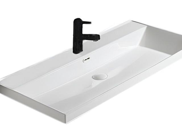 Раковина Gid Integrado 5510s 101 см фаянс белая с переливом для ванной комнаты, 