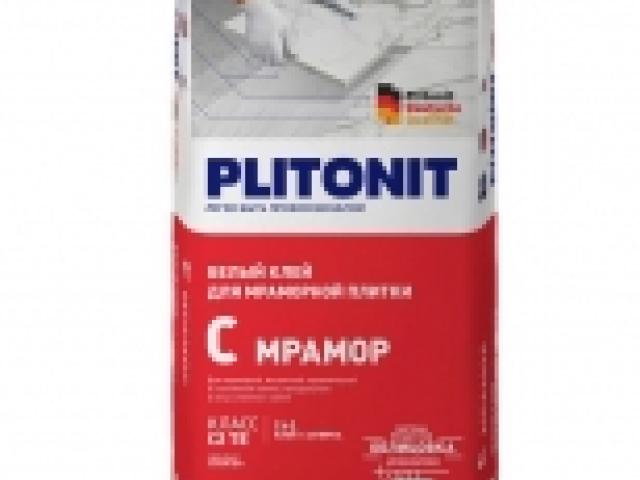 Клей плиточный PLITONIT С Мрамор супербелый 25кг для внутренней и наружной облицовки, 