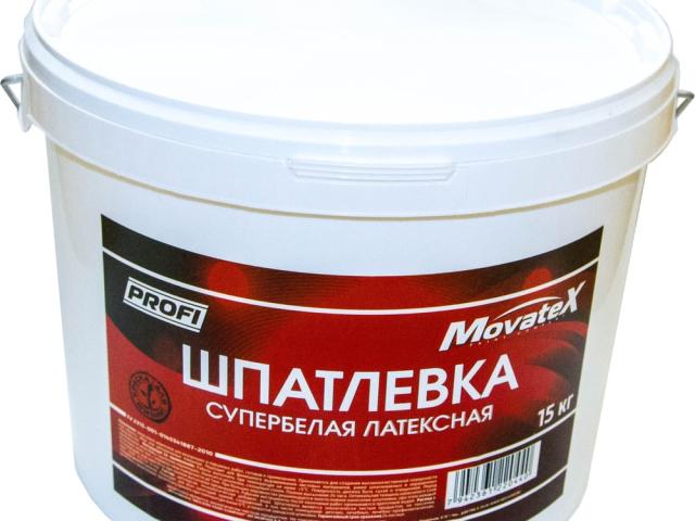 Шпаклевка латексная Movatex Т02351 для стен и потолков 15 кг, 