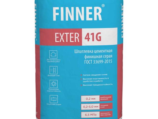Цементная финишная шпатлевка Dauer Finner Exter 20 кг для внутренних и наружных работ, 
