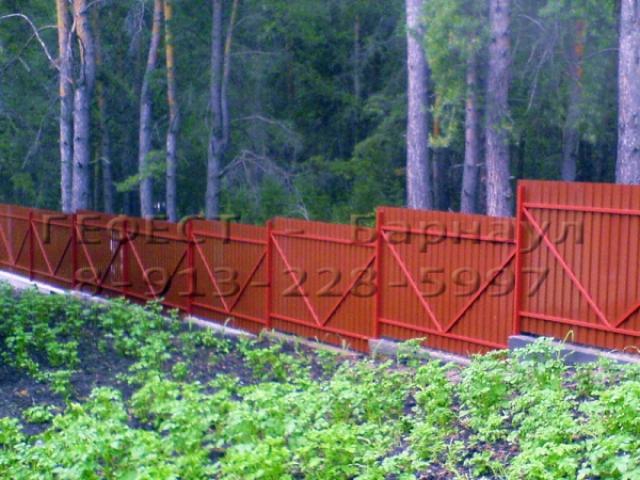 Забор из проф листа, ворота из проф листа, калитка из проф настила,заборы,ограды, Барнаул