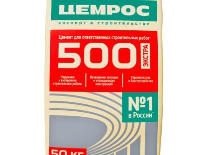 Цемент ЦЕМРОС М500 Д0 42,5 50 кг для строительных смесей и бетонов