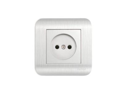 Розетка LUXAR Deco 10.020.03 серебро с рифленой рамкой, 250В 16А