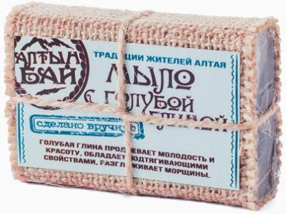 Мыло натуральное ручной работы С ГОЛУБОЙ ГЛИНОЙ косметическое, 80 гр., Ижевск